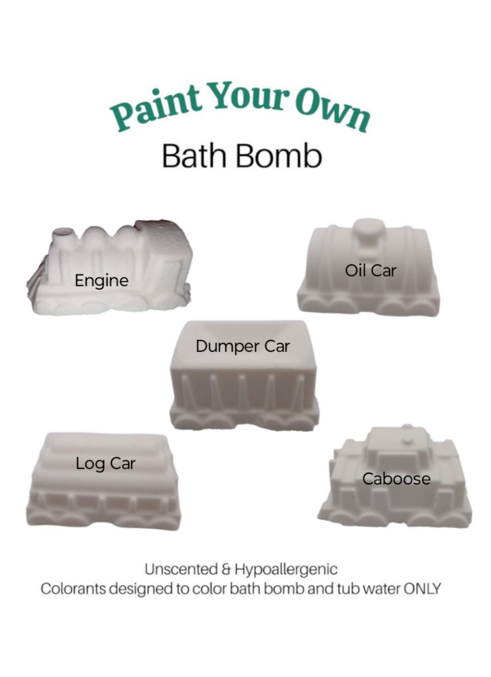 Paint Your Own Bath Bomb Kit - Five Car Train Set