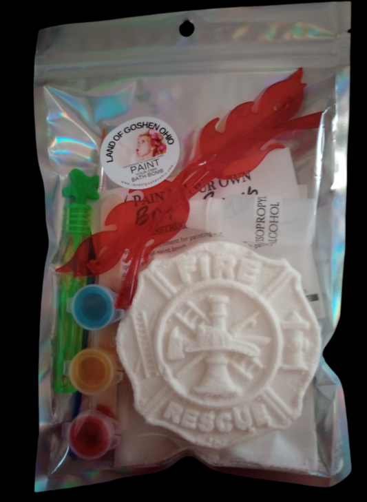 Paint Your Own Bath Bomb - Fire Fighter Emblem w/Flames Glasses